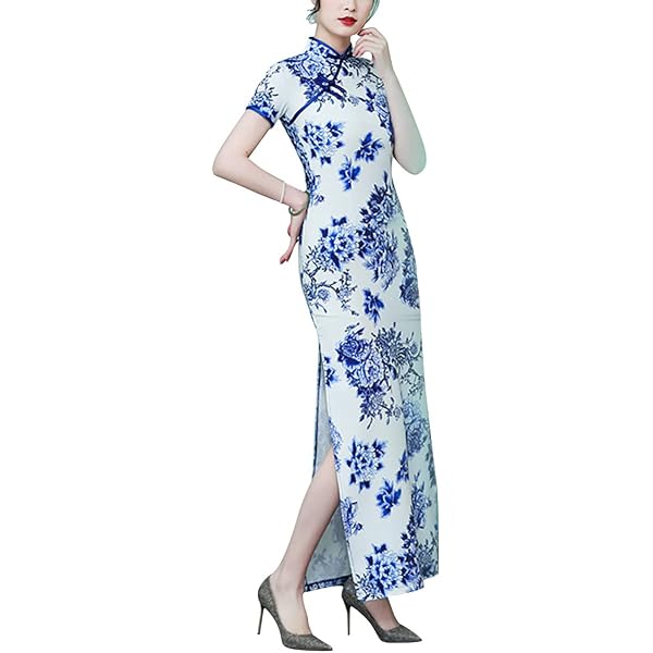 Robe Cheongsam Femme - Col Montant, Coupe Ajustée Rétro - Polyester - Toutes Saisons - Multiple Coloris