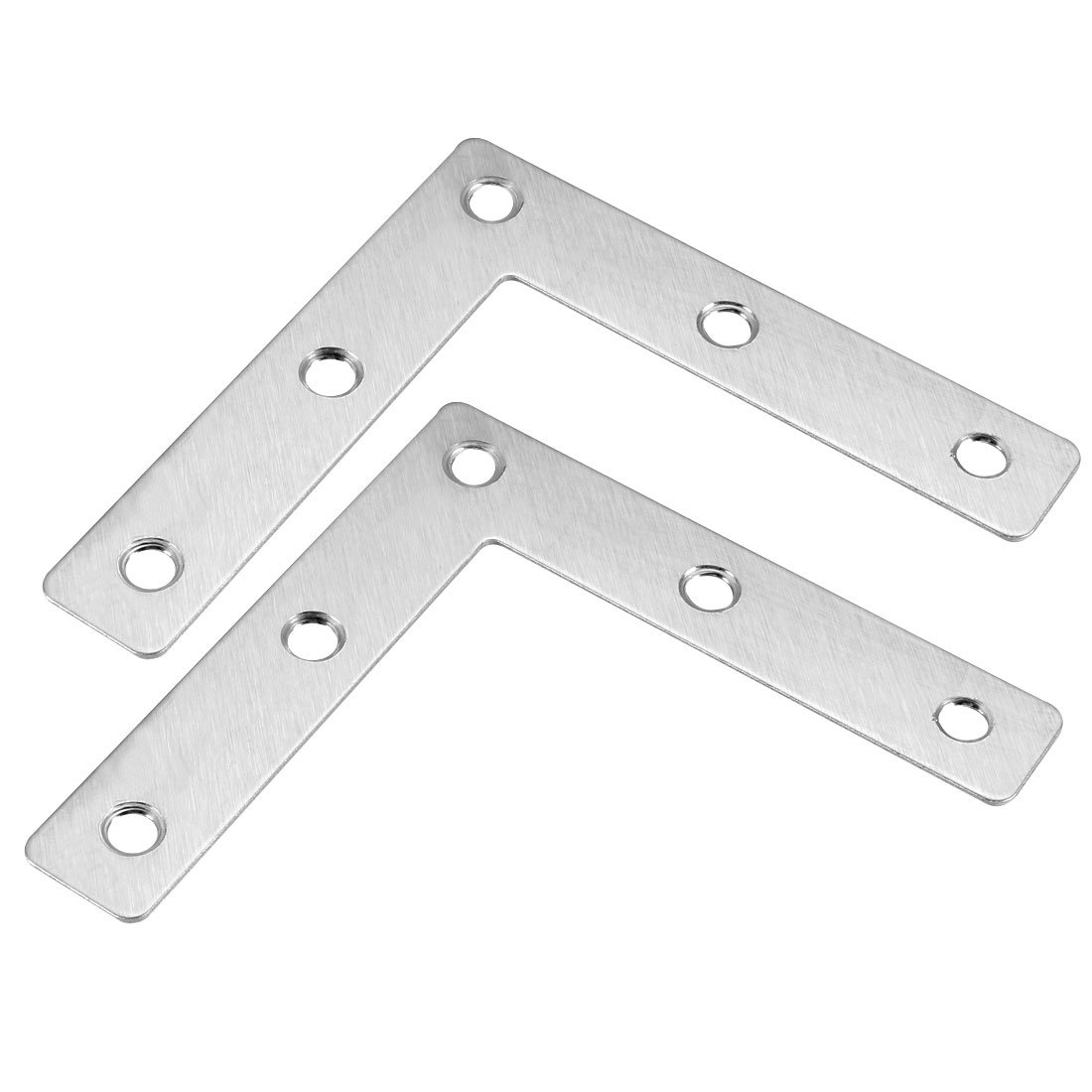 Sourcingmap Flat Plate l Shape, 80mmx80mm, Stainless Steel 304 Angle Corner Brace Repair Brackets, Pack of 10