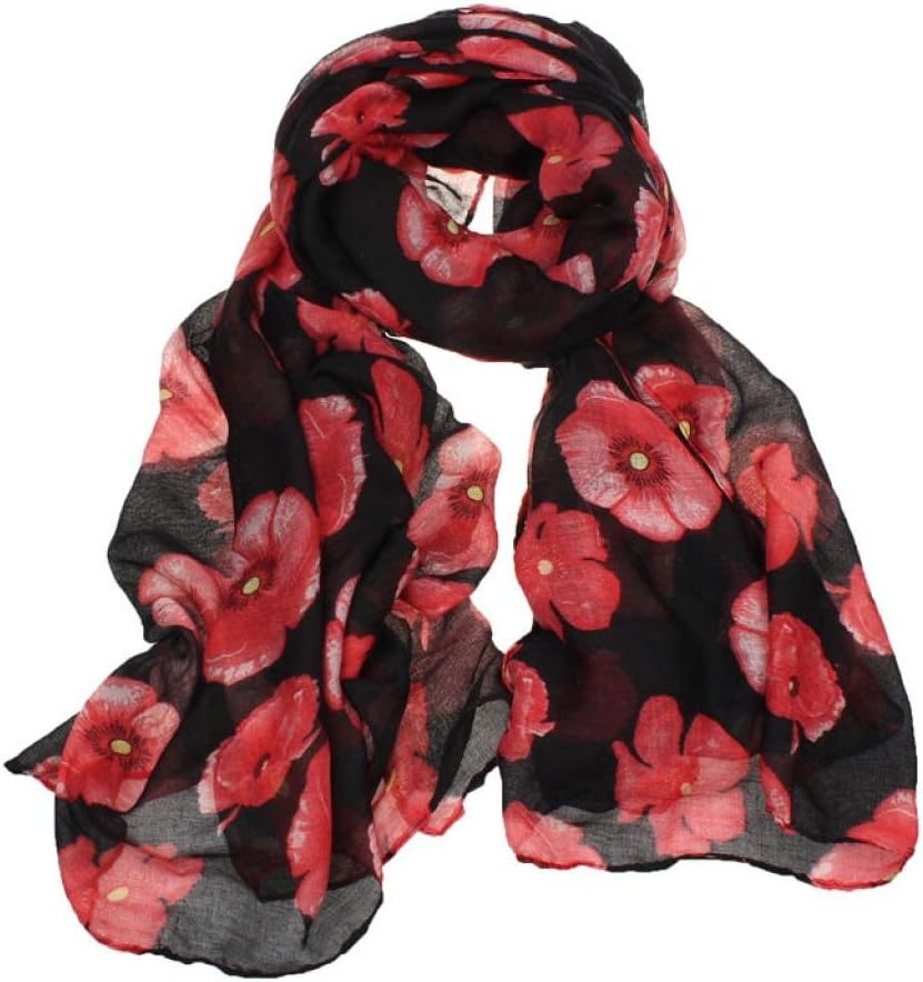 Deloito Beautiful Poppy Scarf in White Ladies Fashion Spot Scarves With Hanging Heart Gift