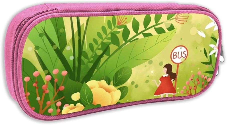 Amazon かわいい 女の子 バス 花 イラスト アート 多用途の ペンケース 筆箱 文房具 ペンを包んで 学生用 文具ケース 高校生 男女兼用 文具収納 プレゼント 成人祝いプレゼント 新しい年号 贈り物 プレゼント Bingfone シューズ バッグ