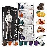 Battistino Italian Gourmet Coffee for Nespresso OriginalLine Machine (Chocolate, Orange, Caramel, Hazelnut, Vanilla) Flavored Pods - 100 Pod Variety Pack