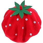 TENDYCOCO Strawberry Beret Hat for Women Wool Blend French Style Decorative Party Cosplay Cap Charming Strawberry Pattern 10.82In Diameter