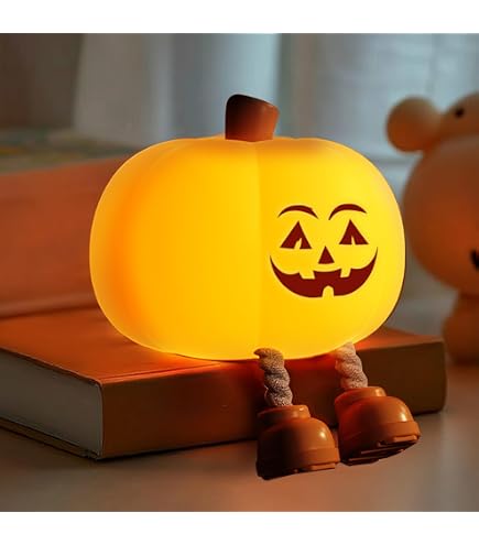 Rechargeable Halloween Pumpkin Night Light - Silicone LED Decorative Lamp With Touch Control & Phone Holder - View #6