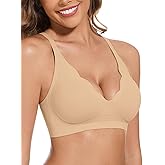 WOWENY Deep V Bras for Women No Underwire Smooth Wireless Bralettes Comfort Seamless Plunge Bra with Support