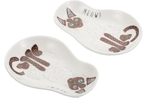 DIYEAH 2PCS Ceramic Sauce Dipping Bowls Cute Siamese Cat Design Japanese Style Small Seasoning Dishes for