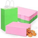 Kolldenn 24 Pcs Christmas Witch Party Gift Bags Pink and Green Treat Bag 6.3 x 3.15 x 8.7 '' Paper Favor Goodie Bags with Handle for Princess Baby Shower Birthday Party Supplies
