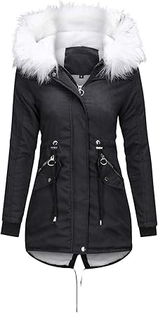 black hooded winter coat womens