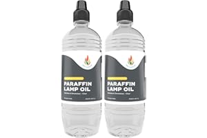 The Dreidel Company Liquid Paraffin Lamp Oil - 1 Liter - Smokeless, Odorless, Ultra Clean Burning Fuel for Indoor and Outdoor Use (Clear) (2-Pack)