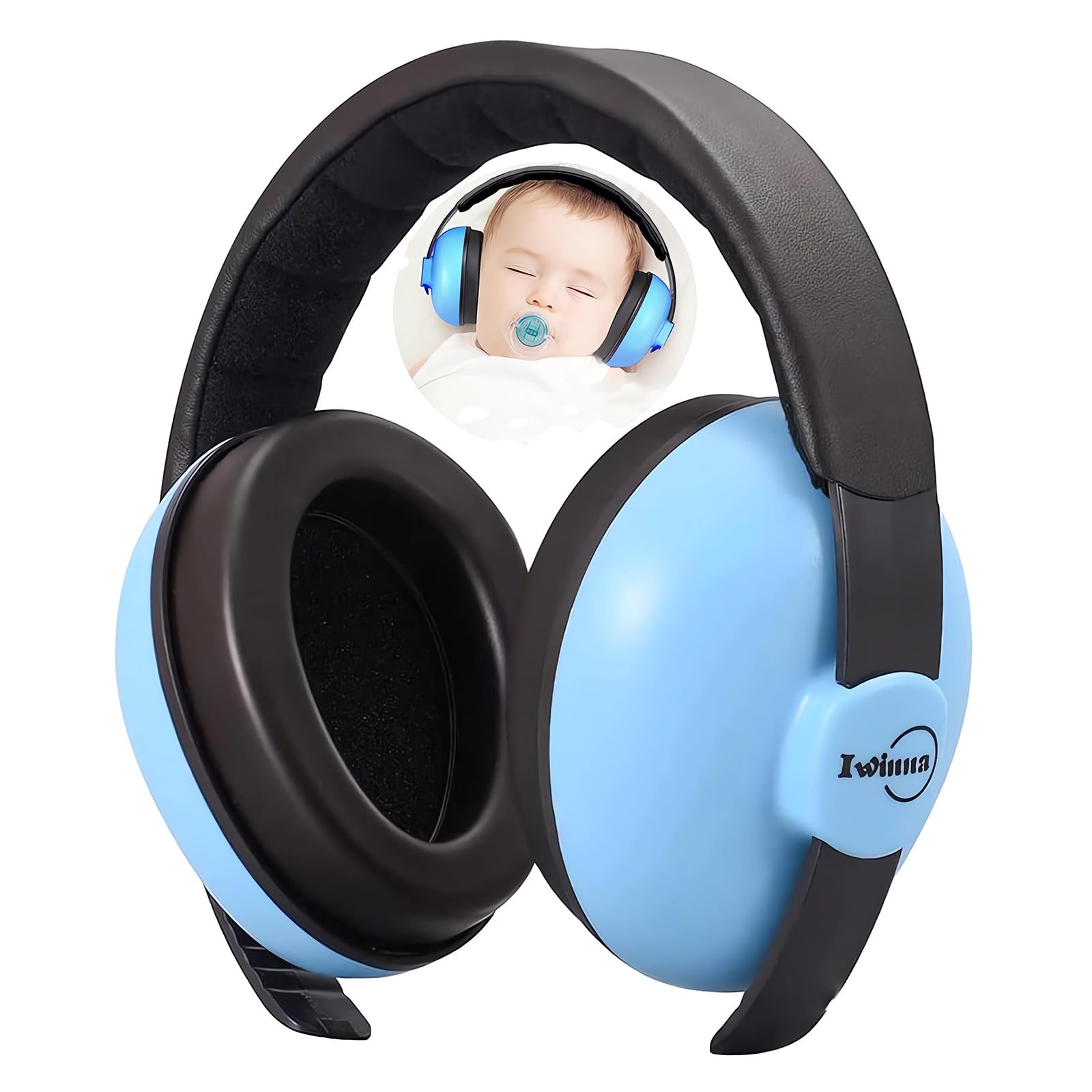 Baby Ear Defenders 0-3 6-12 12-24 Months | Noise Cancelling Headphones for Infants, Toddlers, Soft Ear Muffs for Airplane Travel, Sleep & Loud Events, Hearing Protection for Sensitive Ears, Blue