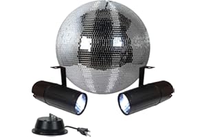12" Disco Mirror Ball Complete Party Kit with 2 LED Pinspots and Motor - Adkins Professional Lighting