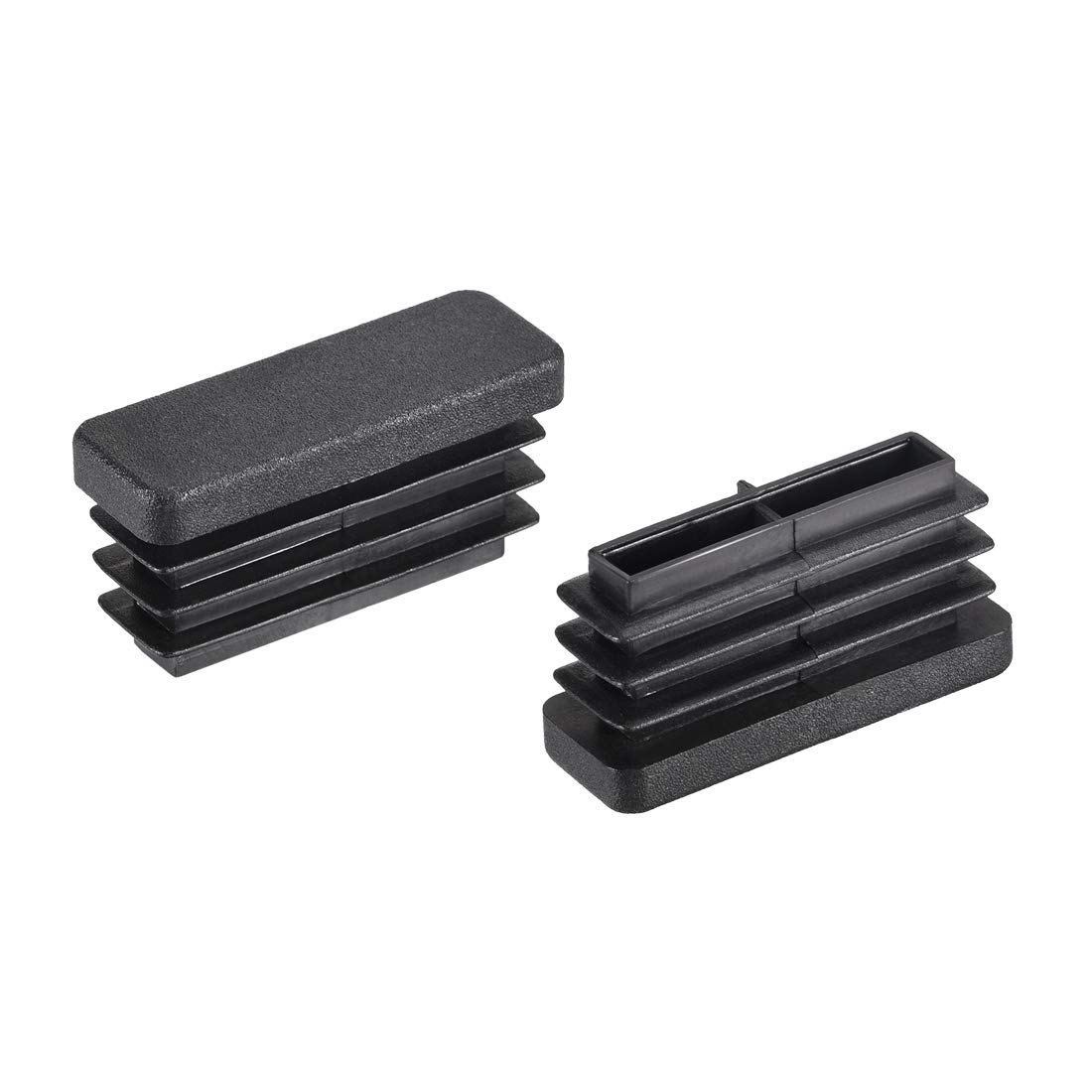 sourcing map 38mm x 13mm Rectangle PP Tubing End Cap Steel Furniture Pipe Tube Cover Insert Black 20 Pcs