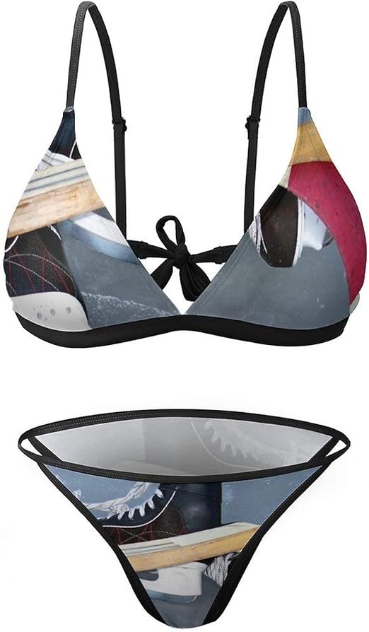 Hockey Sports Skates Sticks Ice Sexy Swimwear 2 Piece Bathing Suit