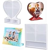 2 Pack Resin Silicone Molds,Large Size Picture Frames Silicone Molds Rectangle & Heart Shape Epoxy Resin Molds for Home Decor