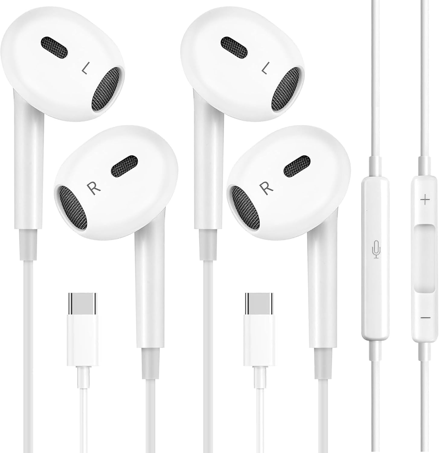 Photo 1 of 2 Pack Headphones with USB-C Plug, Wired Ear Buds with Built-in Remote to Control Music, Phone Calls, and Volume,Compatible for iPhone 15 16 17 Pro Max Plus.