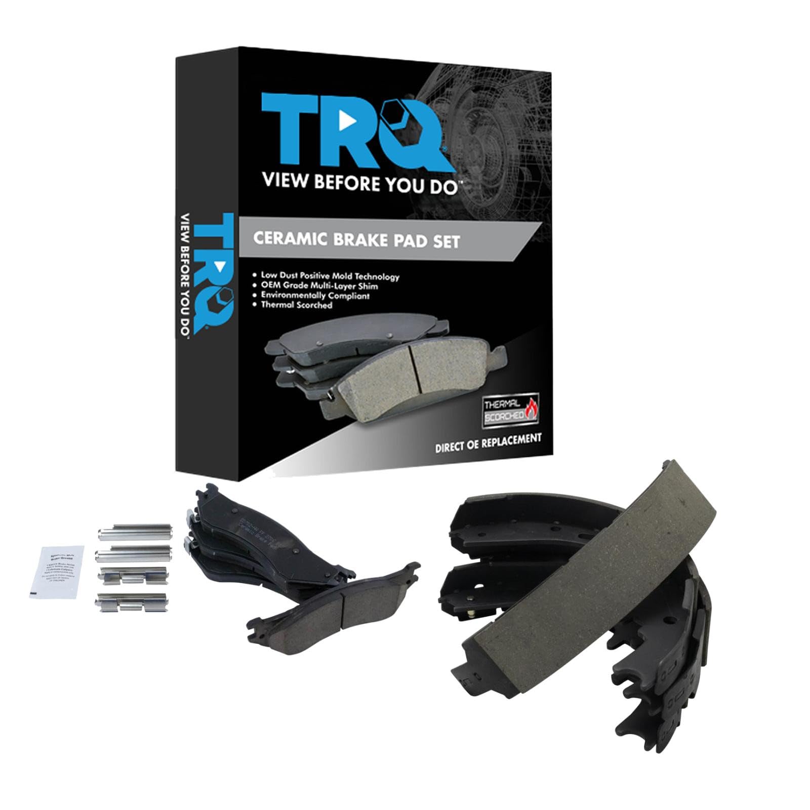 TRQ Front and Rear Brake Pads Ceramic Compatible with 1999-2003 Ford F-150 2000-2001 Dodge Ram 1500 1998 Dodge B1500 Image