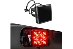 leediga 1 PC Trailer Hitch Lights with 15 LEDs, Super Bright Square Waterproof Vehicle Tail Light, Automotive Brake Light for Truck SUV RV (Black)