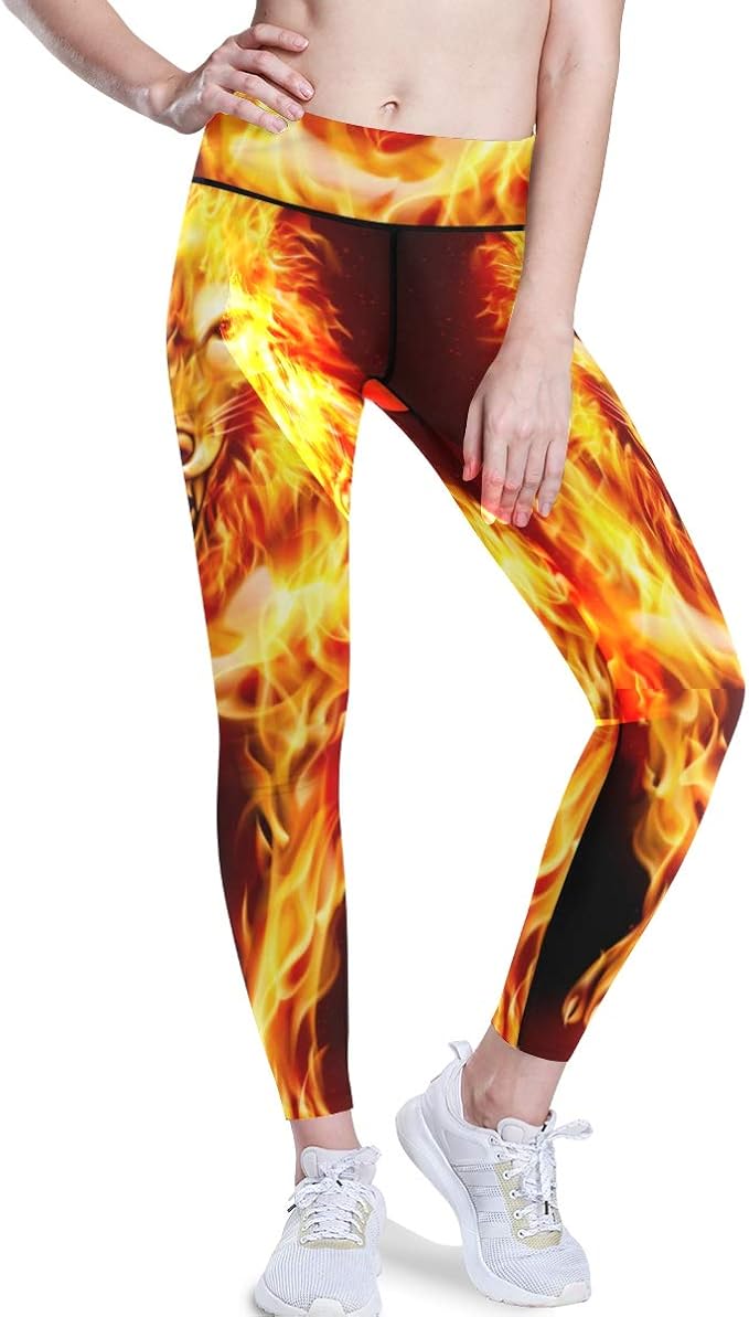 Yoga Pants for Women, Aggressive Fire Woolf Concept Image