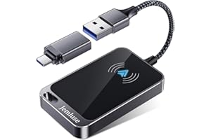 Jemluse Android Auto Wireless Adapter, Innovative Instant Connection via NFC Converts Wired to Wireless for Factory Wired Android Auto Car, Wireless Dongle Fit for Android 11+ & Cars from 2017(Gray)