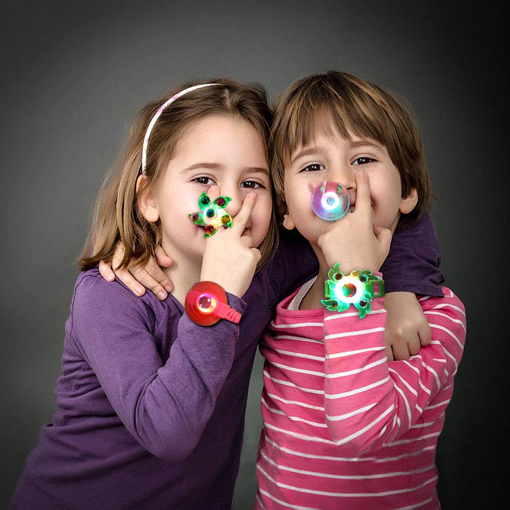 Party Favors for Kids Prizes 24 PCS Light Up Rings Glow In The Dark Party Supplies Bulk Hand Spin Stress Relief Anxiety Toys for Classroom Birthday Celebration