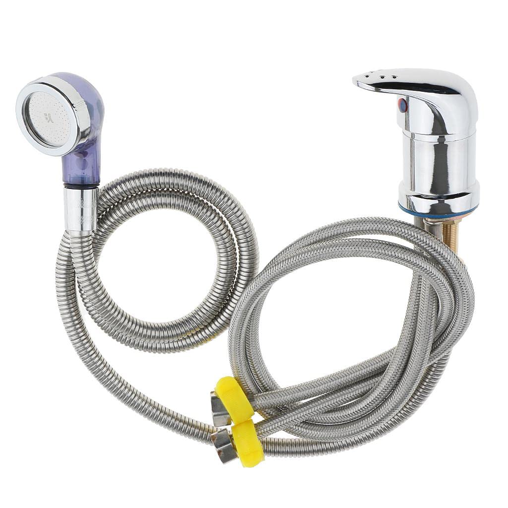 MonkeyJack Hot Cold Faucet with Spray Hose Replacement Part Set for Spa Beauty Salon Shampoo Bowl Sink 60cm/70cm/80cm - 70cm