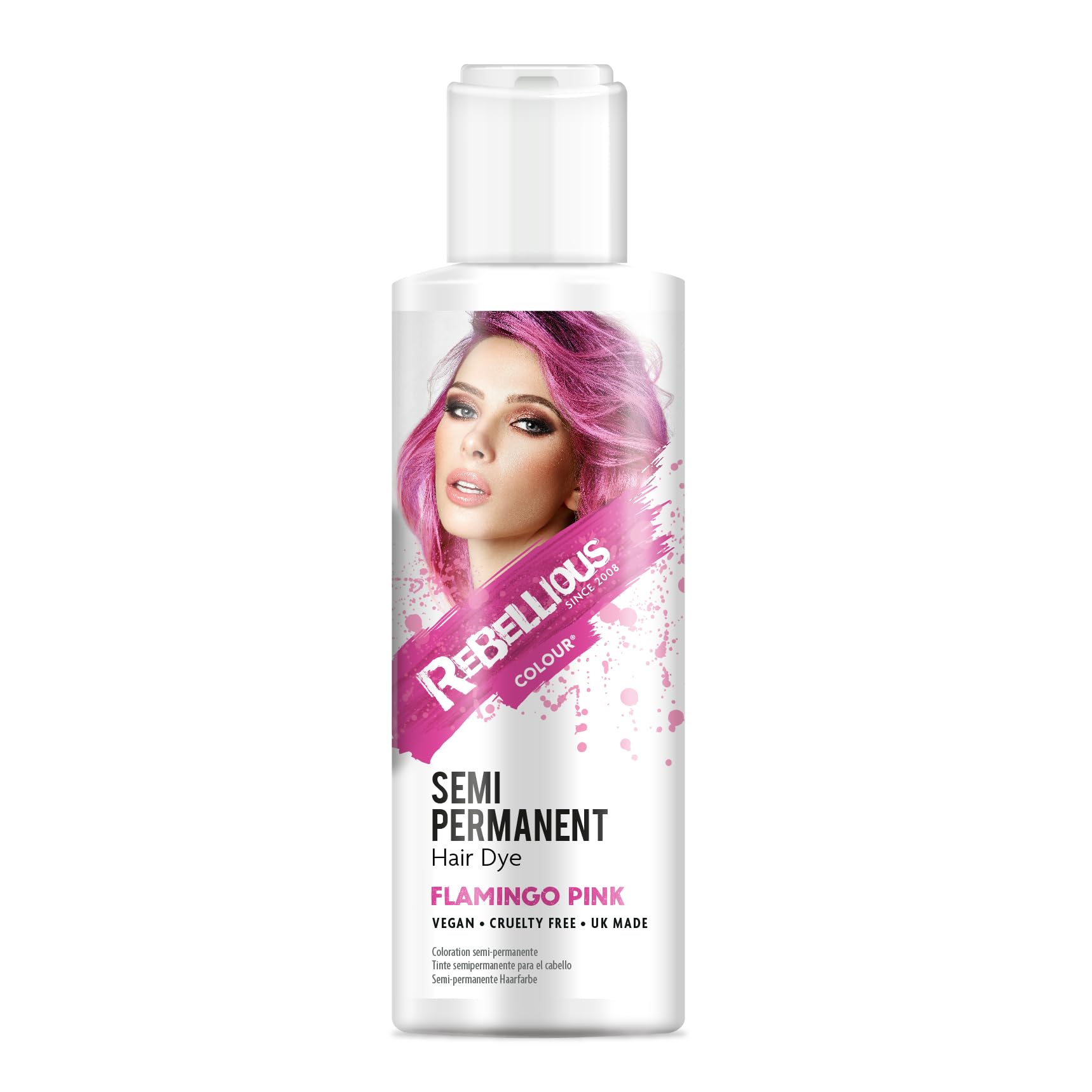Rebellious Colours Vegan Semi Permanent Hair Dye Colour 100ml (Flamingo Pink)