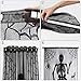 AerWo 2pcs Black Lace Halloween Window Curtains, Spooky Skeleton Spider Web Valance Door Panels Covers for Halloween Holiday Party Decoration, 40 x 84 Inch