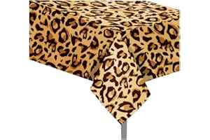 CC HOME 1Pc Leopard Print Party Plastic Tablecloth 54 x 87 Inch Long Table Cover, Jungle Animal Wild Leopard Texture Wedding Baby Shower Party Holiday Dinner Picnic Tablecloth for Kitchen Event Use