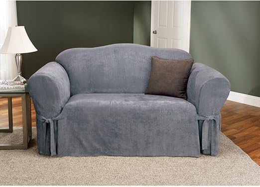 Amazon Com Surefit Soft Suede 1 Piece Sofa Slipcover Smoke