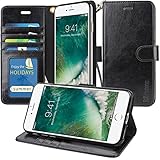 iPhone 7 Plus Case, Moze iPhone 7 Plus Wallet Case [4 Card Slots ] [Wrist Strap] [Stand Feature] PU Leather Flip Wallet Case Cover for iPhone 7 Plus - Black