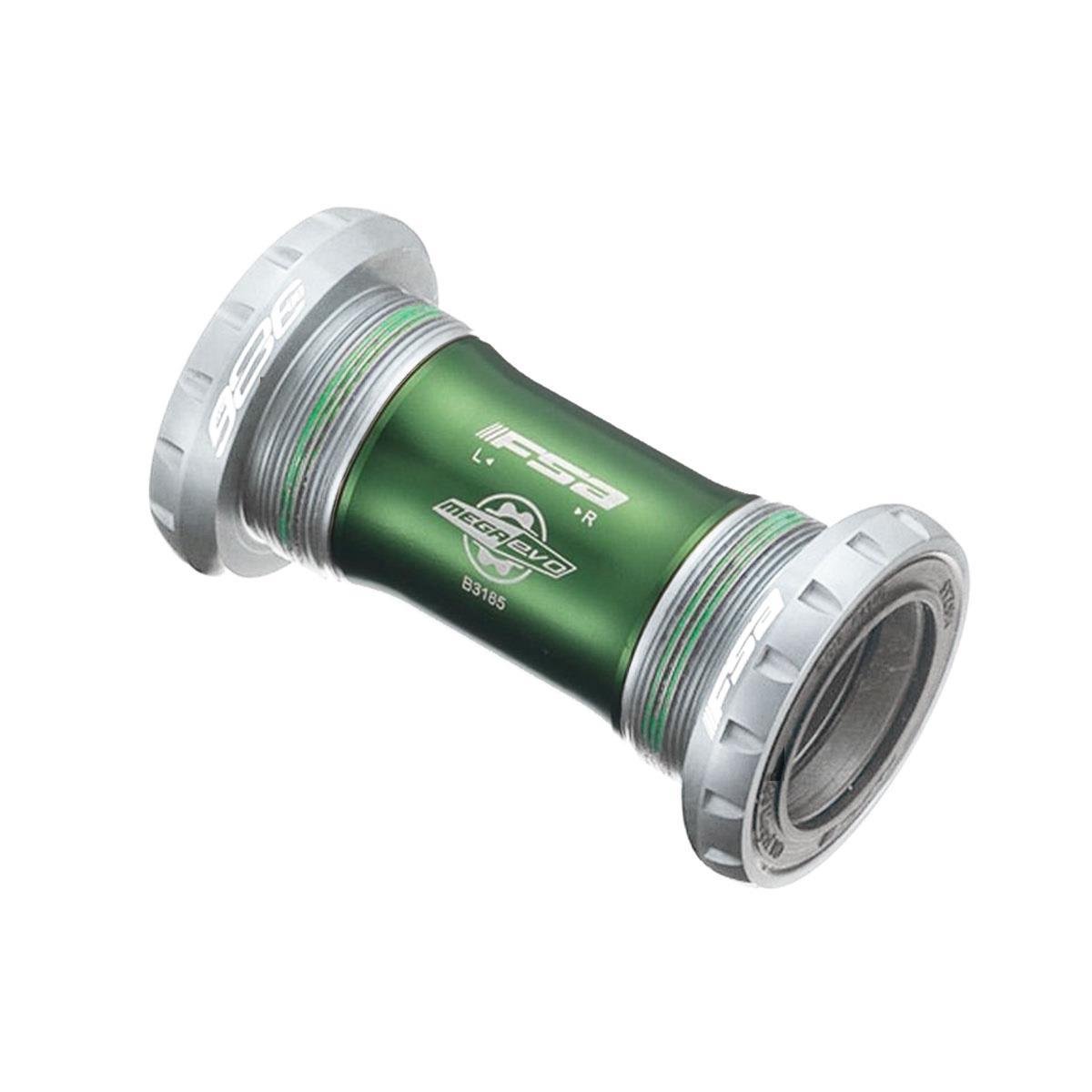 FSA Unisex Adult MegaEvo Road Bottom Bracket - Silver, Green, Axle: 30mm, Threaded, 68 × 34mm