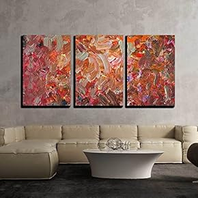 3 Piece Canvas Wall Art - Analog Painted Background Texture - Brushstrokes - Modern Home Art Stretched and Framed Ready to Hang - 16"x24"x3 Panels