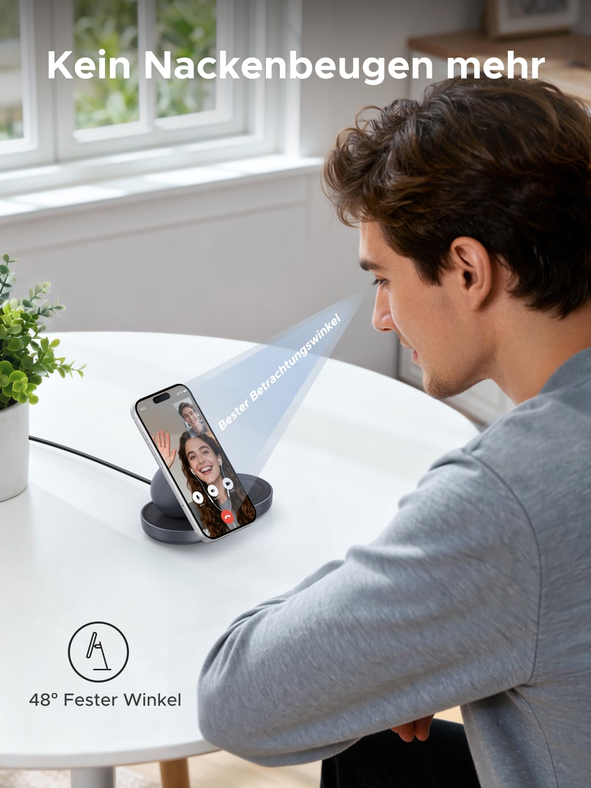 UGREEN Zapix 2-in-1 Magnetisches Kabelloses Ladegerät 15W, Qi2 zertifizierte iPhone Ladestation kompatibel mit MagSafe für iPhone 17/16/15/14/13/12 Serie & AirPods, mit 1M Kabel - Schwarz 4