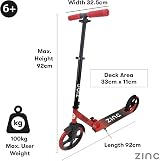 Zinc Cruise Kids Scooter Big Wheel 200mm Foldable 2-Wheel Red Black view 5