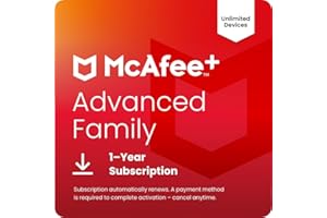 McAfee+ Advanced Family Unlimited Devices 2026 | Online Protection, Identity Theft Protection, Privacy Protection, Scam Protection, Parental Controls | 1-Year Subscription with Auto-Renewal | Download