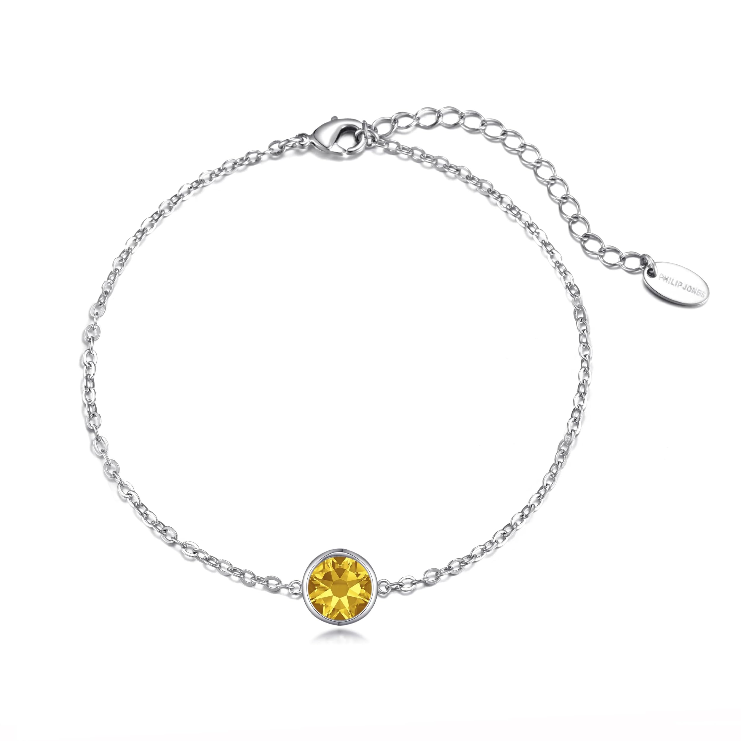 Philip Jones Yellow Crystal Anklet Created with Zircondia® Crystals