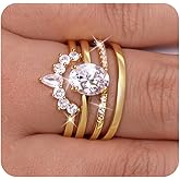 SMORI 14K Gold Plated Stackable Rings for Women Non Tarnish Dainty Cubic Zirconia Wedding Bands Ring Set Trendy Statement Thin Ring Stack Engagement Promise Thumb Stacking Rings Size 6-10