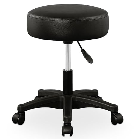 Deuba Rollhocker I 56 x 56 cm I 46-61 cm höhenverstellbar I Lederimitat Arbeitshocker Drehhocker Hocker Kosmetikhocker Praxis