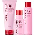 APRILSKIN TXA Deep Cleansing & Hydrating Trio: TXA Niacinamide 99 Pore Care Pink Bubble Gum Deep Cleanser, TXA Niacinamide Toning Shot 99 Spicule Facial Serum and TXA Niacinamide 99 Pink Milky Toner