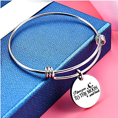 yellow chimes love message steel collection charm bracelet for girls (silver)(ycssbr-221moon-sl)