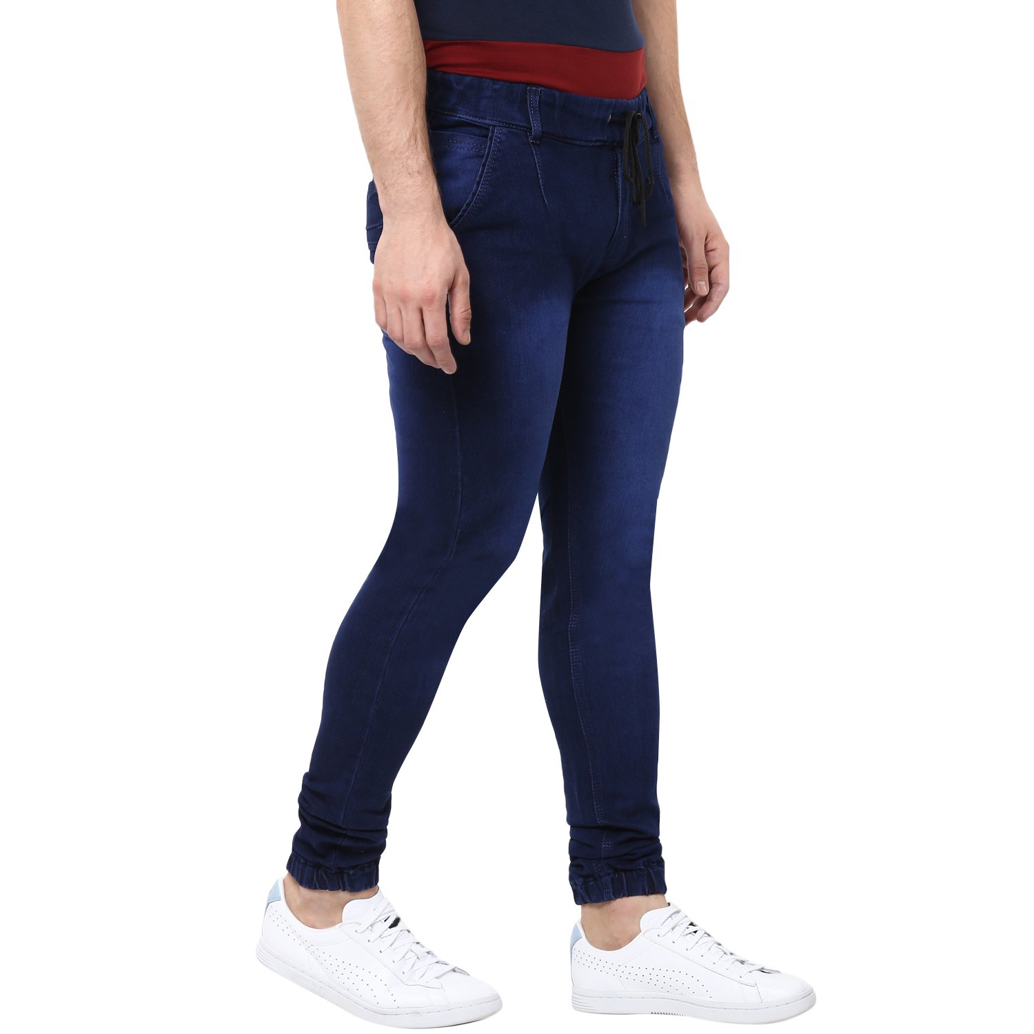 urbano fashion men's dark blue slim fit stretchable jogger jeans