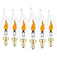 Sunaiony Flickering Candle Light Bulbs E12 LED Flame Bulb, Flicker Light Bulbs Candelabra Base Christmas Small Flame Light Bulbs, 6 Pack