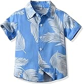 BACKID Toddler Boy Hawaiian Button Down Shirts 3T 4T 5T Kids Floral Short Sleeve Summer Beach Clothes