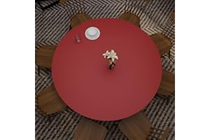 Zinkooat Round Table Pad,1.8mm Thick,Dia.48 Inch,Round Leather Table Cover,Round Table Protector,Round Dining Table Protector,Round Table Top Protector.(Dia.48,Black+Wine Red)