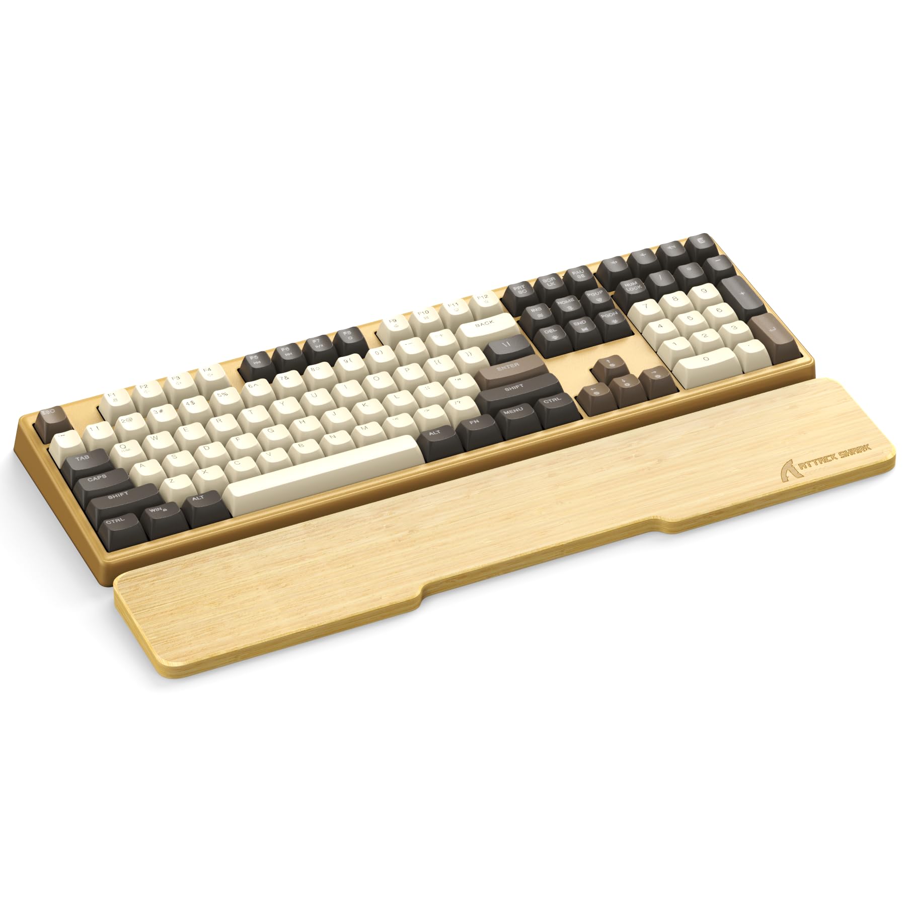 Attack Shark 104 Keys Natural Bamboo Wrist Rest,Ergonomic Hand Rest Support for Improved Typing & Gaming Comfort,Eco-Friendly,Moisture-Resistant,Wooden Feel,Non-Slip,for Full Size Mechanical Keyboard