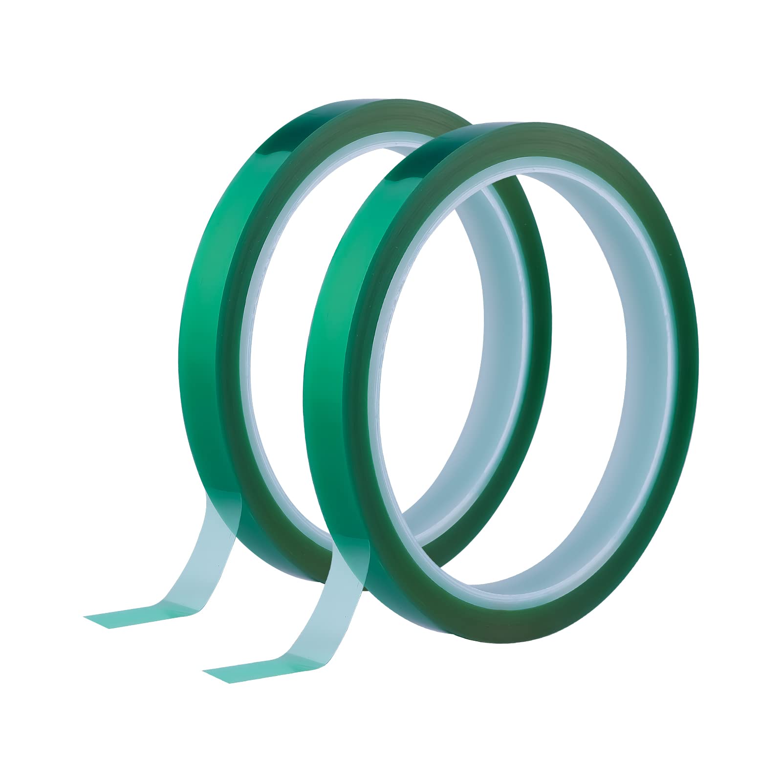 SAVITA 2 Rolls High Temperature Tape,10mmx33m(108ft)Heat Transfer Tape High Temperature Masking Tape for Sublimation Painting Circuit Boards Powder Coating(Green)