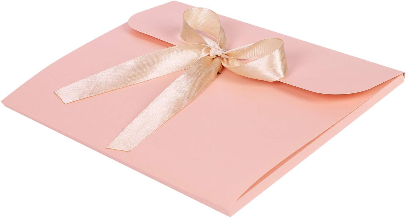 10Pcs Colourful Envelopes with Ribbon Kraft Paper Vintage Gift Envelope Invitation Greeting Card Envelopes for Valentine Christmas Thanksgiving Wedding Birthday Party Supplies Pink - Image 4