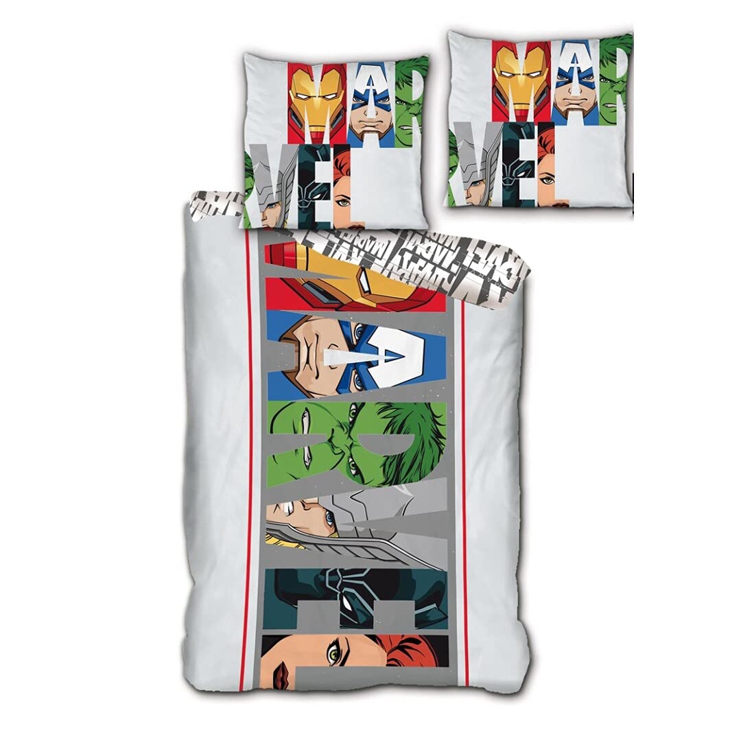 AYMAX SPRL Marvel Avengers Bedding Set (Duvet Cover 140 x 200 cm and Pillowcase 63 x 63 cm, Polyester)