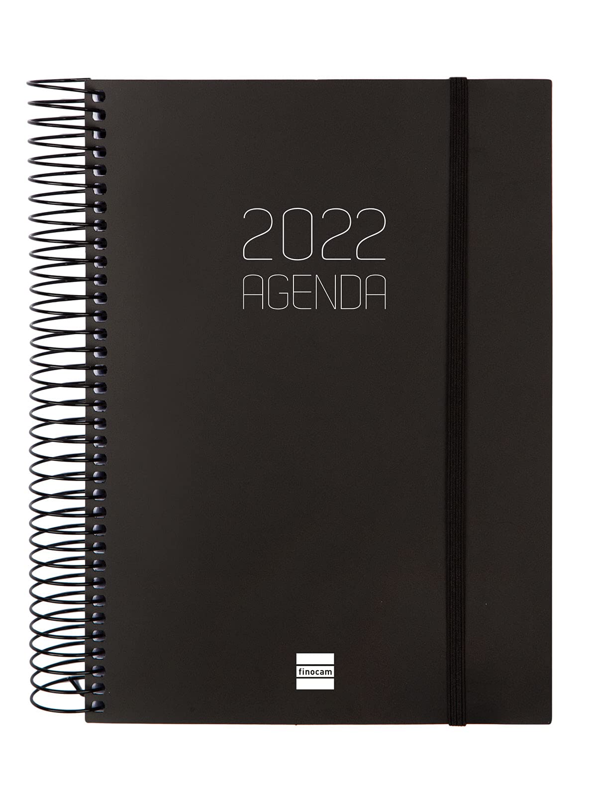 Finocam - Daily Diary 2022 from January 2022 to December 2022 (12 months) E10-155x212mm Spiral Opaque Black Italian