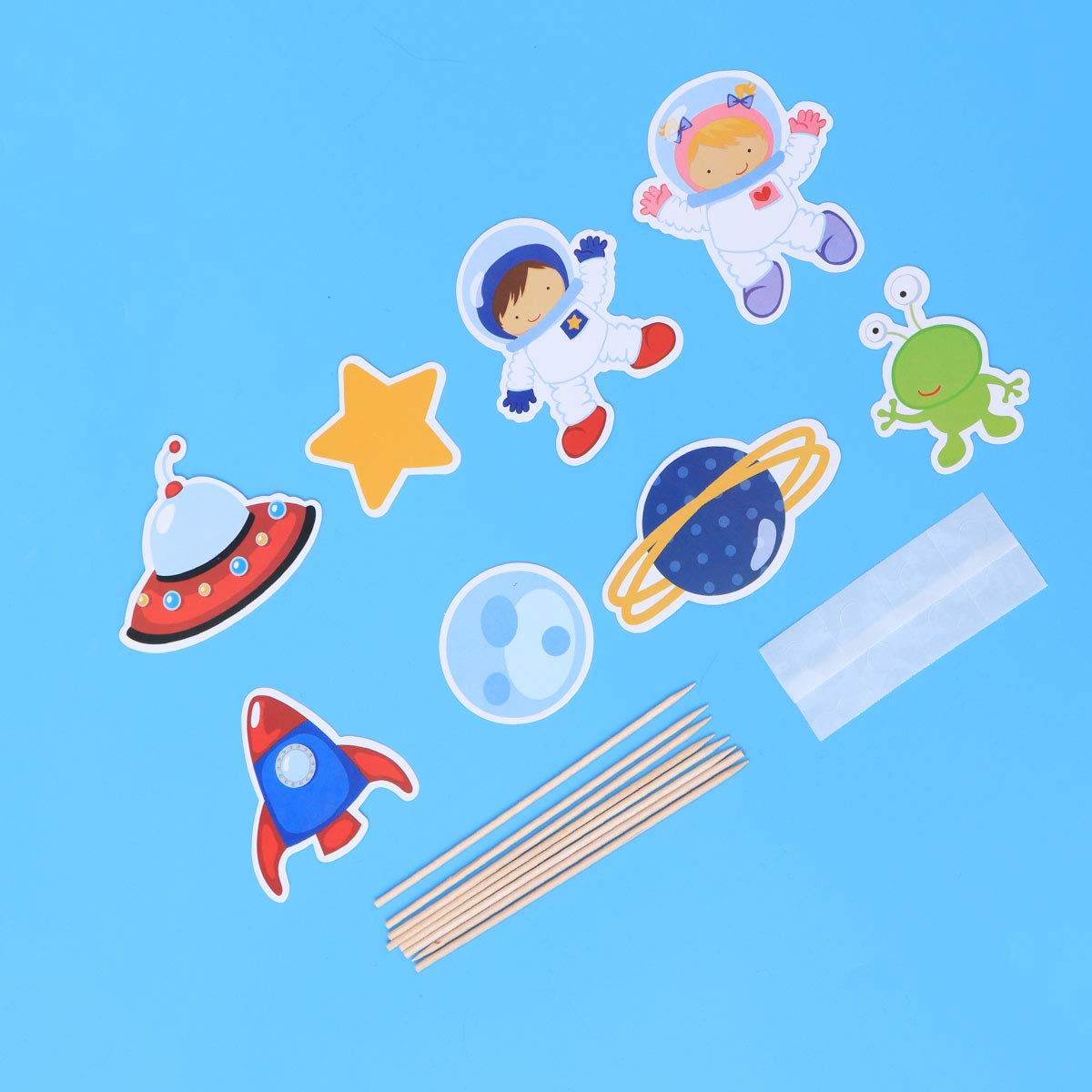 Decorazioni Torta Spaziale - 9 Pezzi Con Astronauta, Razzo E Pianeti, Topper Per Compleanni Bambini - Foto 5