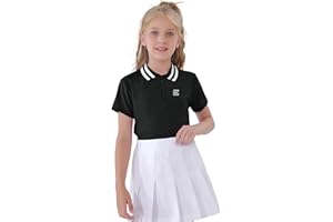 EXARUS Girls' Golf Polo Tennis Shirts Kids Sleeveless V-Neck Athletic Workout Tank Tops UPF 50+ Quick Dry Golf Clothes